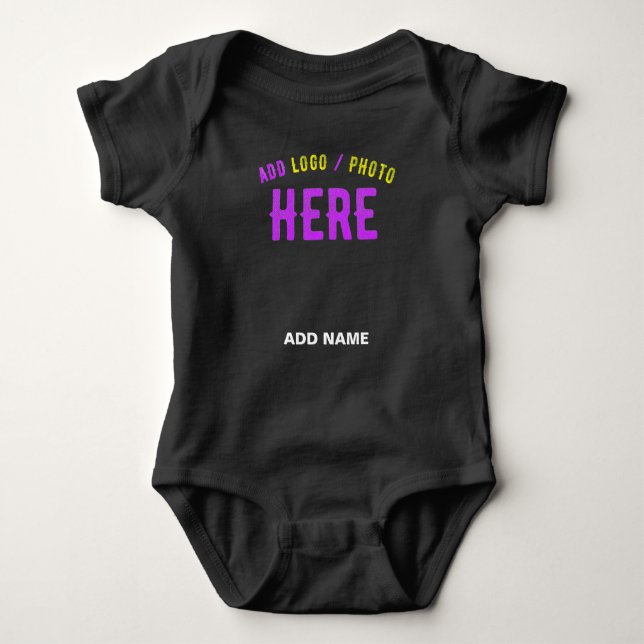 STYLISH MODERN CUSTOMIZABLE BLACK VERIFIED BRANDED BABY BODYSUIT (Front)