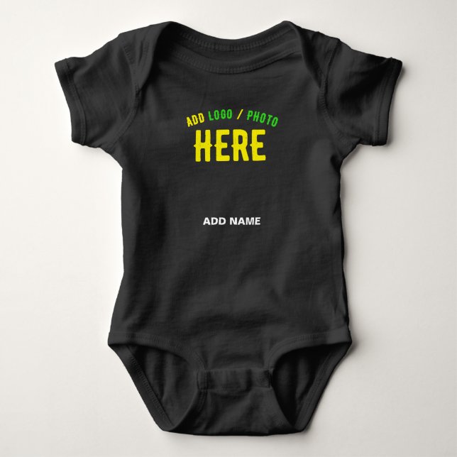 STYLISH MODERN CUSTOMIZABLE BLACK VERIFIED BRANDED BABY BODYSUIT (Front)