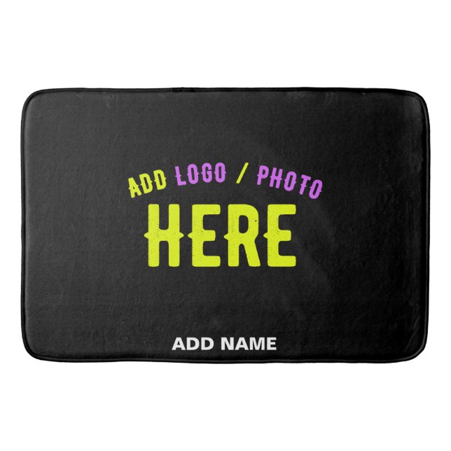 STYLISH MODERN CUSTOMIZABLE BLACK VERIFIED BRANDED BATH MAT (Front)
