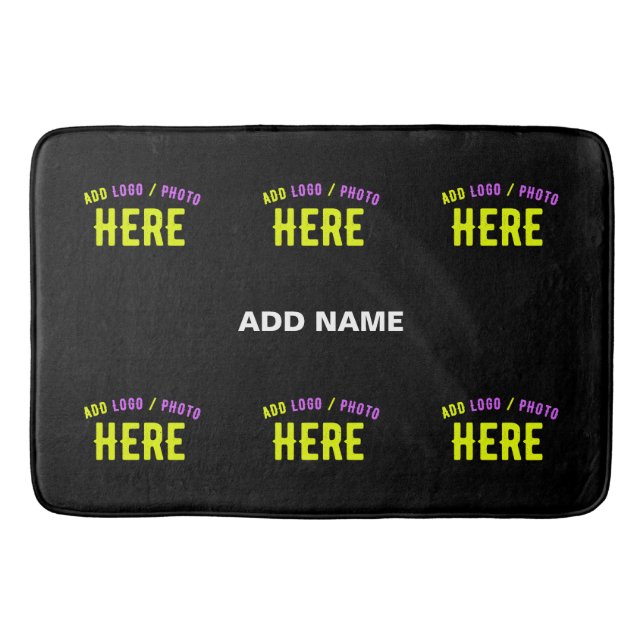 STYLISH MODERN CUSTOMIZABLE BLACK VERIFIED BRANDED BATH MAT (Front)