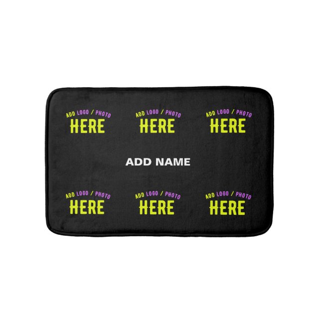 STYLISH MODERN CUSTOMIZABLE BLACK VERIFIED BRANDED BATH MAT (Front)