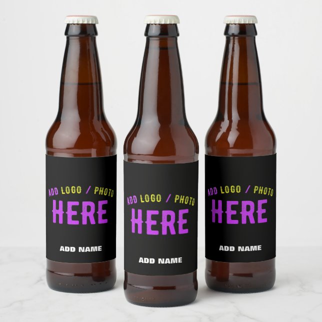 STYLISH MODERN CUSTOMIZABLE BLACK VERIFIED BRANDED BEER BOTTLE LABEL (Bottles)