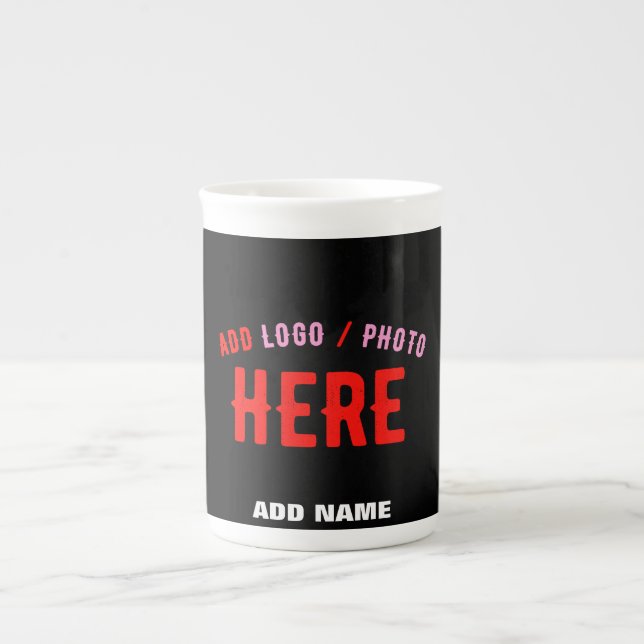 STYLISH MODERN CUSTOMIZABLE BLACK VERIFIED BRANDED BONE CHINA MUG (Front)