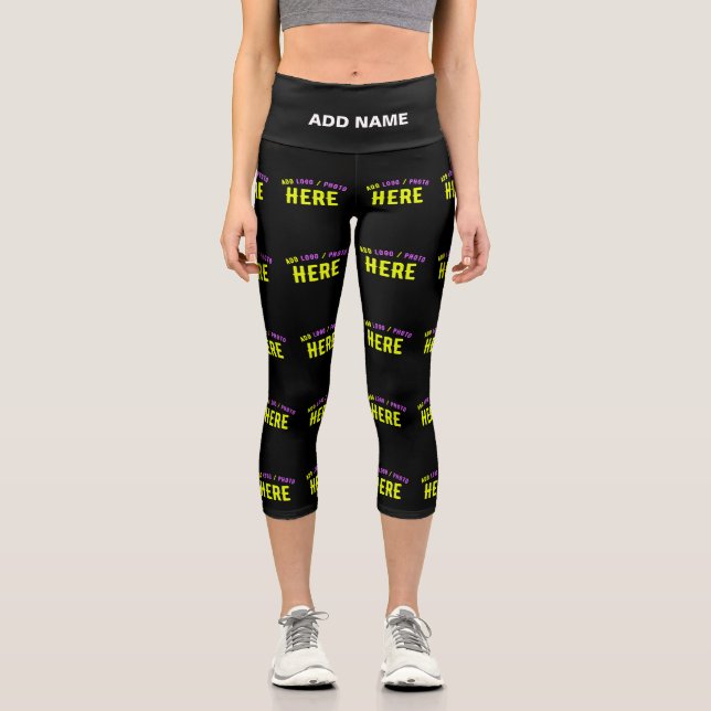 STYLISH MODERN CUSTOMIZABLE BLACK VERIFIED BRANDED CAPRI LEGGINGS (Front)