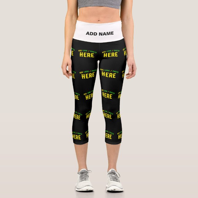 STYLISH MODERN CUSTOMIZABLE BLACK VERIFIED BRANDED CAPRI LEGGINGS (Front)