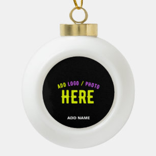 STYLISH MODERN CUSTOMIZABLE BLACK VERIFIED BRANDED CERAMIC BALL CHRISTMAS ORNAMENT