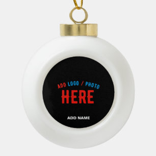 STYLISH MODERN CUSTOMIZABLE BLACK VERIFIED BRANDED CERAMIC BALL CHRISTMAS ORNAMENT
