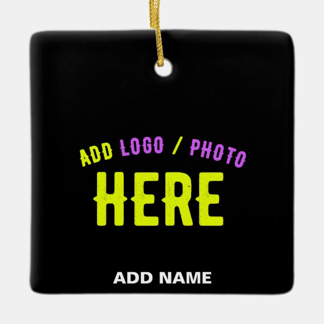 STYLISH MODERN CUSTOMIZABLE BLACK VERIFIED BRANDED CERAMIC ORNAMENT (Front)
