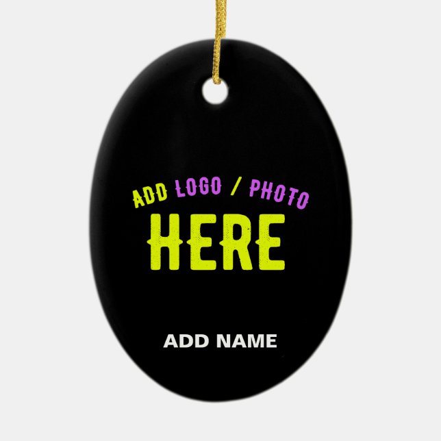 STYLISH MODERN CUSTOMIZABLE BLACK VERIFIED BRANDED CERAMIC ORNAMENT (Front)