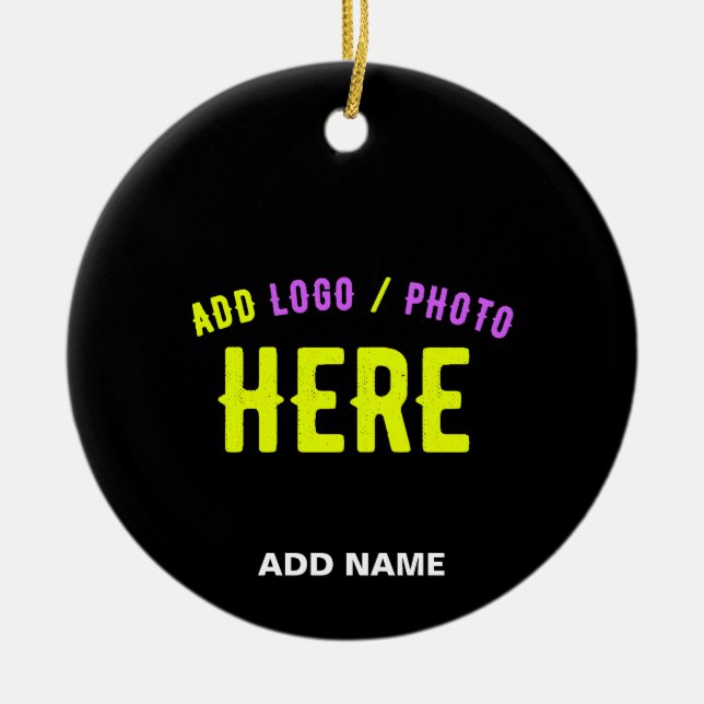 STYLISH MODERN CUSTOMIZABLE BLACK VERIFIED BRANDED CERAMIC ORNAMENT (Front)
