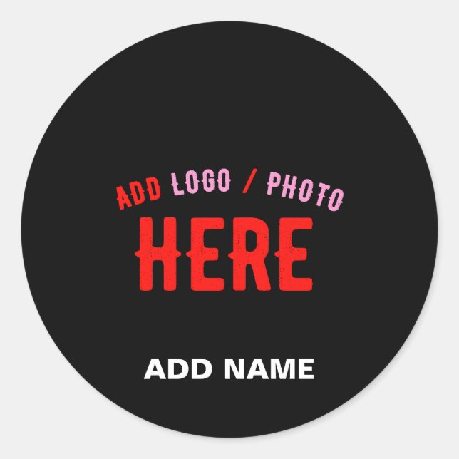 STYLISH MODERN CUSTOMIZABLE BLACK VERIFIED BRANDED CLASSIC ROUND STICKER (Front)
