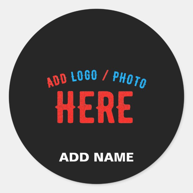 STYLISH MODERN CUSTOMIZABLE BLACK VERIFIED BRANDED CLASSIC ROUND STICKER (Front)