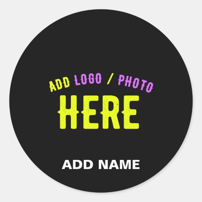 STYLISH MODERN CUSTOMIZABLE BLACK VERIFIED BRANDED CLASSIC ROUND STICKER (Front)