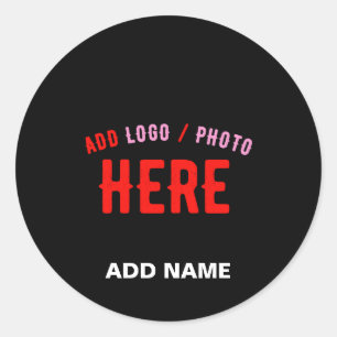 STYLISH MODERN CUSTOMIZABLE BLACK VERIFIED BRANDED CLASSIC ROUND STICKER
