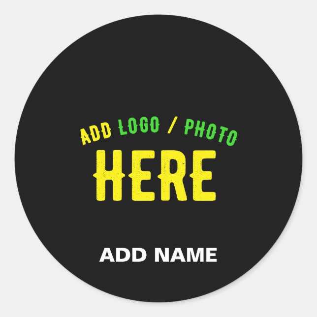 STYLISH MODERN CUSTOMIZABLE BLACK VERIFIED BRANDED CLASSIC ROUND STICKER (Front)