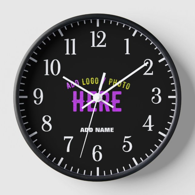 STYLISH MODERN CUSTOMIZABLE BLACK VERIFIED BRANDED CLOCK (Front)