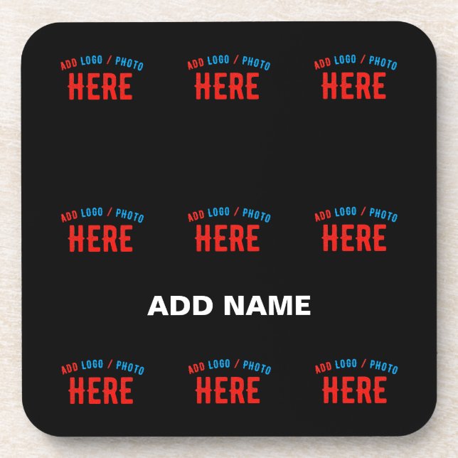 STYLISH MODERN CUSTOMIZABLE BLACK VERIFIED BRANDED COASTER (Front)