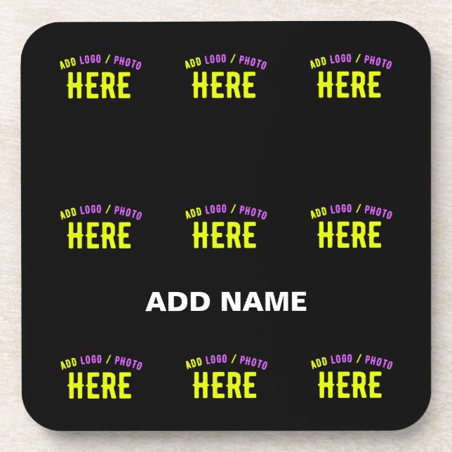 STYLISH MODERN CUSTOMIZABLE BLACK VERIFIED BRANDED COASTER (Front)