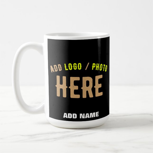STYLISH MODERN CUSTOMIZABLE BLACK VERIFIED BRANDED COFFEE MUG (Left)