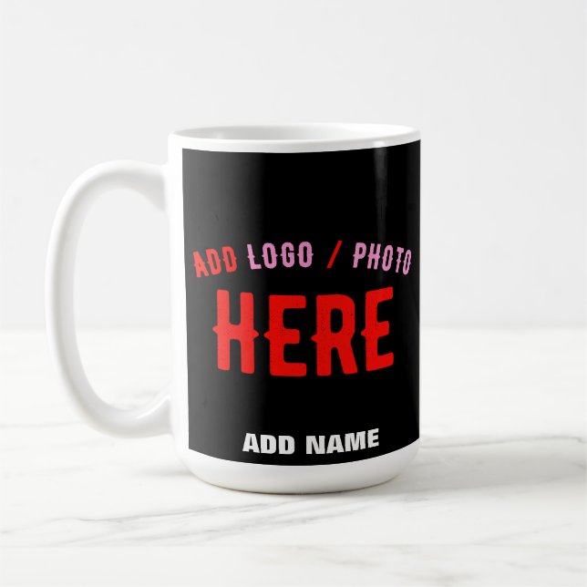 STYLISH MODERN CUSTOMIZABLE BLACK VERIFIED BRANDED COFFEE MUG (Left)