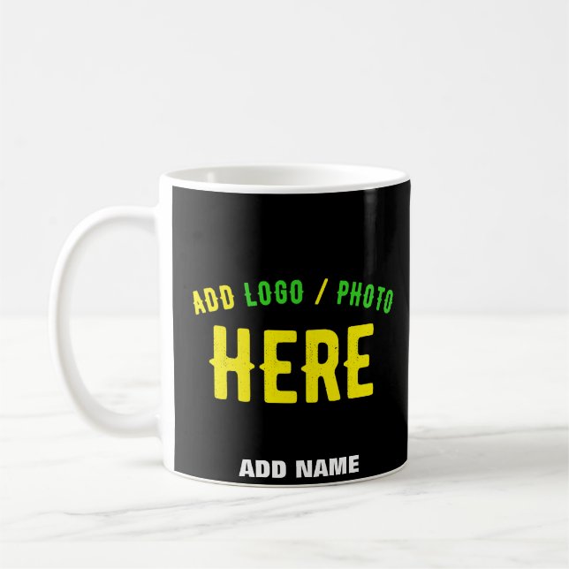 STYLISH MODERN CUSTOMIZABLE BLACK VERIFIED BRANDED COFFEE MUG (Left)