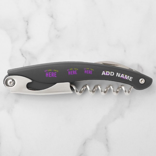 STYLISH MODERN CUSTOMIZABLE BLACK VERIFIED BRANDED CORKSCREW (Front)