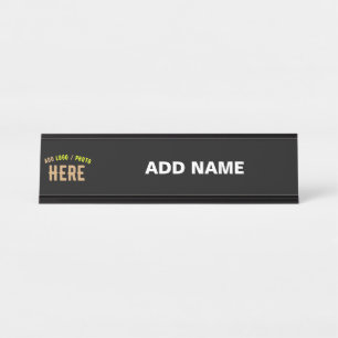 STYLISH MODERN CUSTOMIZABLE BLACK VERIFIED BRANDED DESK NAME PLATE