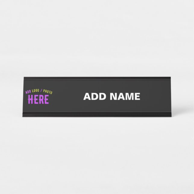 STYLISH MODERN CUSTOMIZABLE BLACK VERIFIED BRANDED DESK NAME PLATE (Front)