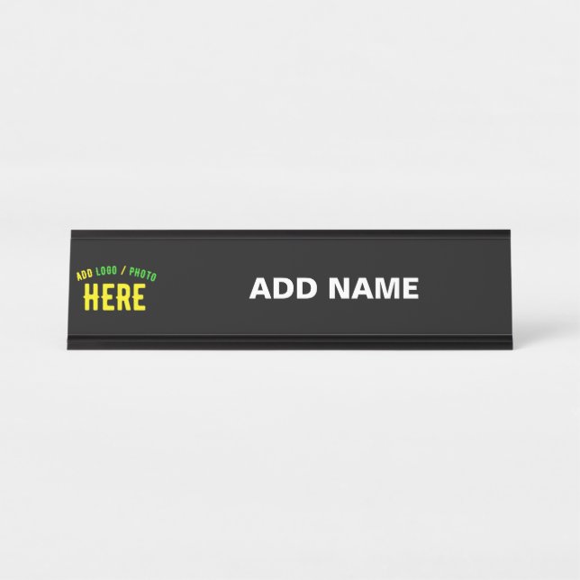 STYLISH MODERN CUSTOMIZABLE BLACK VERIFIED BRANDED DESK NAME PLATE (Front)