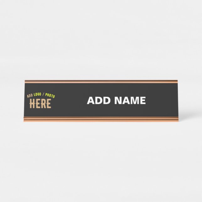 STYLISH MODERN CUSTOMIZABLE BLACK VERIFIED BRANDED DESK NAME PLATE (Front)