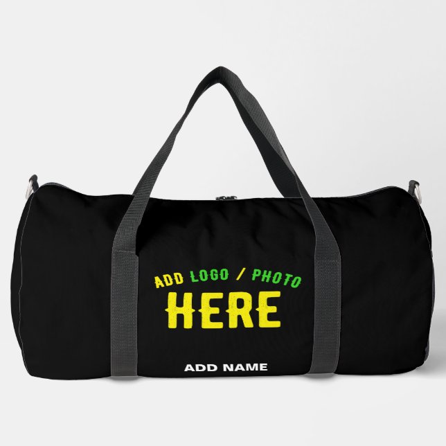 STYLISH MODERN CUSTOMIZABLE BLACK VERIFIED BRANDED DUFFLE BAG (Front)