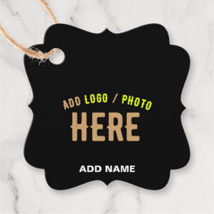 STYLISH MODERN CUSTOMIZABLE BLACK VERIFIED BRANDED FAVOUR TAGS