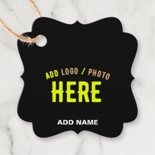 STYLISH MODERN CUSTOMIZABLE BLACK VERIFIED BRANDED FAVOUR TAGS