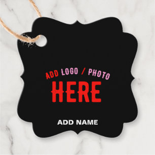 STYLISH MODERN CUSTOMIZABLE BLACK VERIFIED BRANDED FAVOUR TAGS