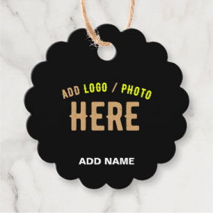 STYLISH MODERN CUSTOMIZABLE BLACK VERIFIED BRANDED FAVOUR TAGS