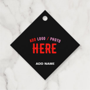 STYLISH MODERN CUSTOMIZABLE BLACK VERIFIED BRANDED FAVOUR TAGS