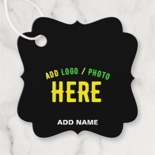 STYLISH MODERN CUSTOMIZABLE BLACK VERIFIED BRANDED FAVOUR TAGS