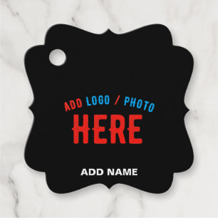 STYLISH MODERN CUSTOMIZABLE BLACK VERIFIED BRANDED FAVOUR TAGS