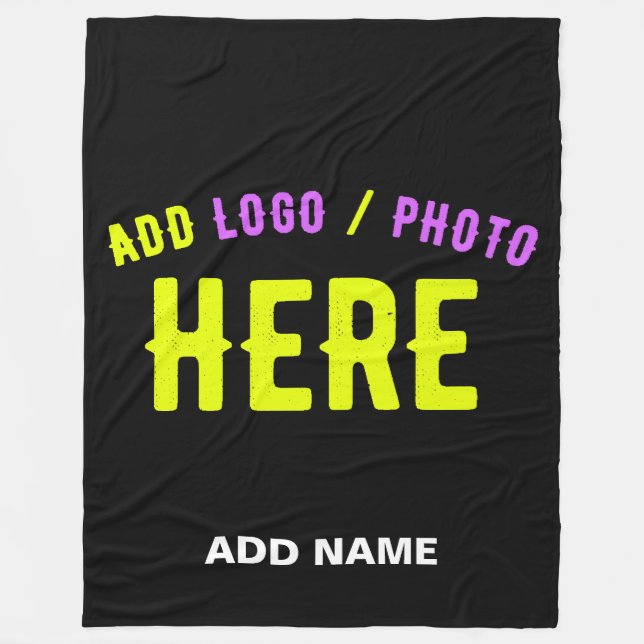 STYLISH MODERN CUSTOMIZABLE BLACK VERIFIED BRANDED FLEECE BLANKET (Front)