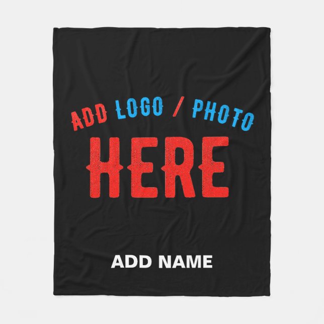 STYLISH MODERN CUSTOMIZABLE BLACK VERIFIED BRANDED FLEECE BLANKET (Front)