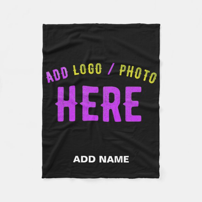 STYLISH MODERN CUSTOMIZABLE BLACK VERIFIED BRANDED FLEECE BLANKET (Front)