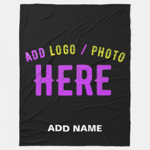 STYLISH MODERN CUSTOMIZABLE BLACK VERIFIED BRANDED FLEECE BLANKET