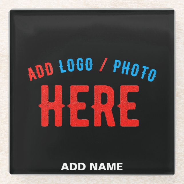 STYLISH MODERN CUSTOMIZABLE BLACK VERIFIED BRANDED GLASS COASTER (Front)