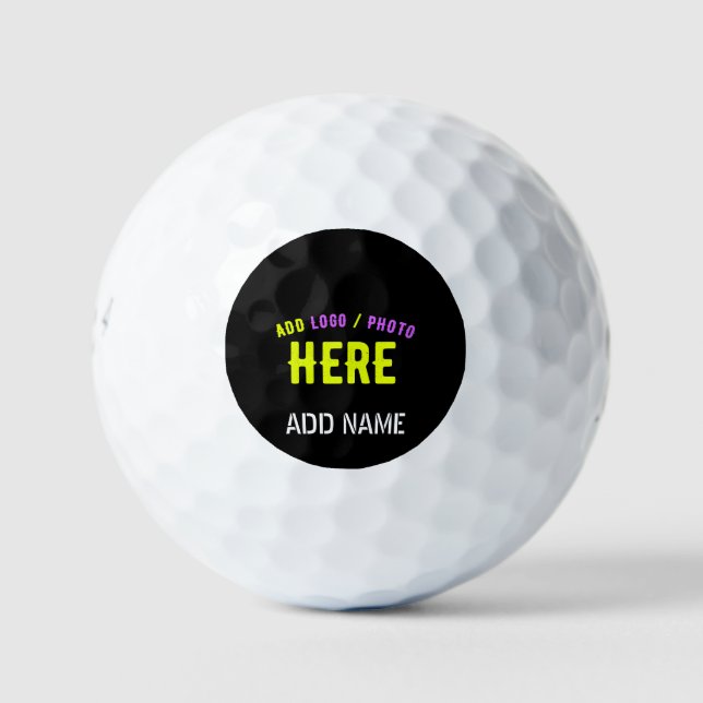 STYLISH MODERN CUSTOMIZABLE BLACK VERIFIED BRANDED GOLF BALLS (Front)