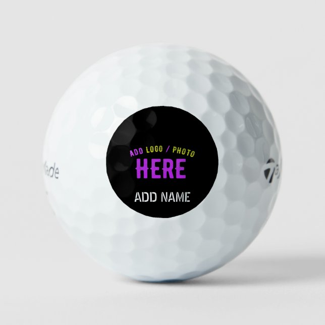 STYLISH MODERN CUSTOMIZABLE BLACK VERIFIED BRANDED GOLF BALLS (Front)