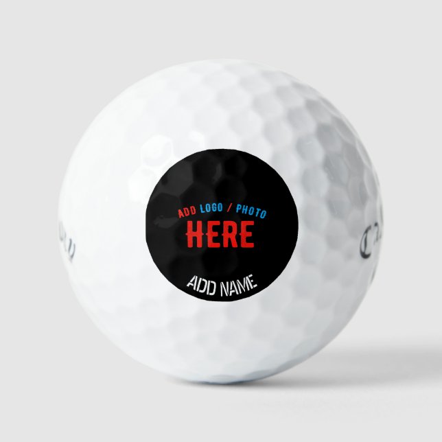 STYLISH MODERN CUSTOMIZABLE BLACK VERIFIED BRANDED GOLF BALLS (Front)