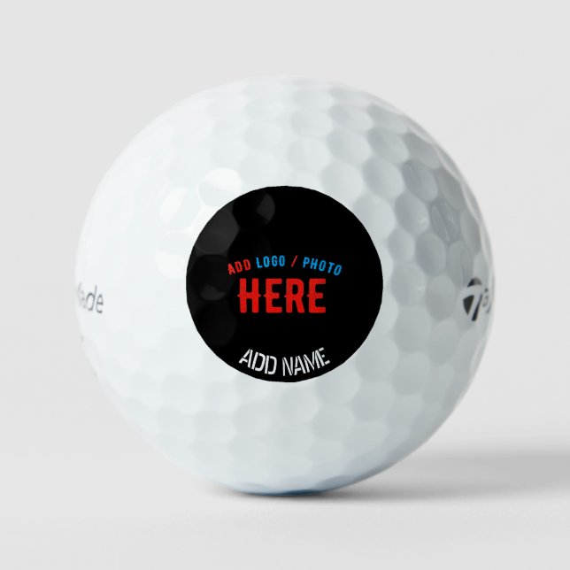 STYLISH MODERN CUSTOMIZABLE BLACK VERIFIED BRANDED GOLF BALLS (Front)