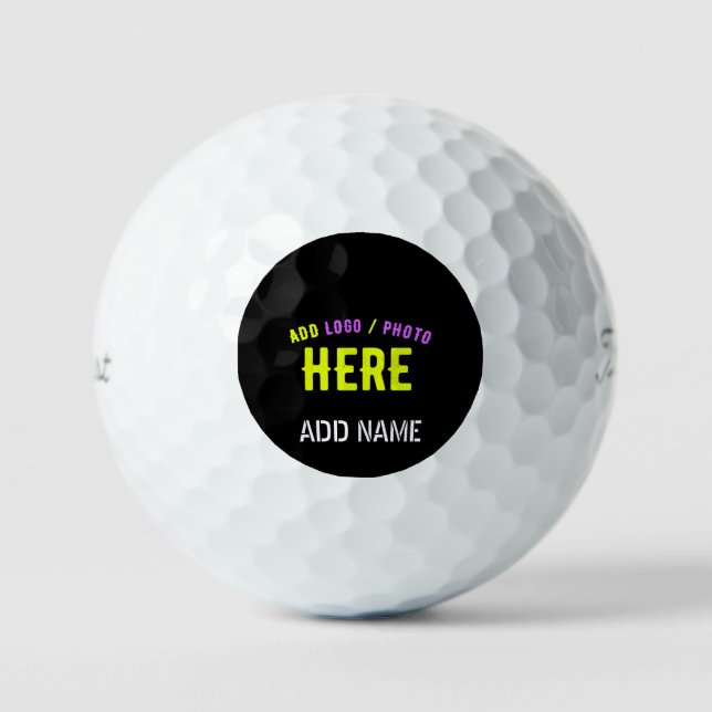 STYLISH MODERN CUSTOMIZABLE BLACK VERIFIED BRANDED GOLF BALLS (Front)