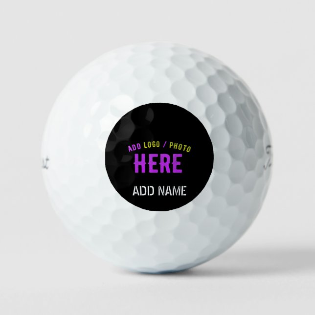 STYLISH MODERN CUSTOMIZABLE BLACK VERIFIED BRANDED GOLF BALLS (Front)