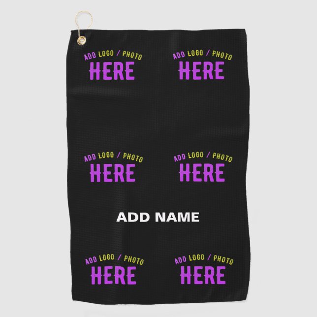 STYLISH MODERN CUSTOMIZABLE BLACK VERIFIED BRANDED GOLF TOWEL (Front)